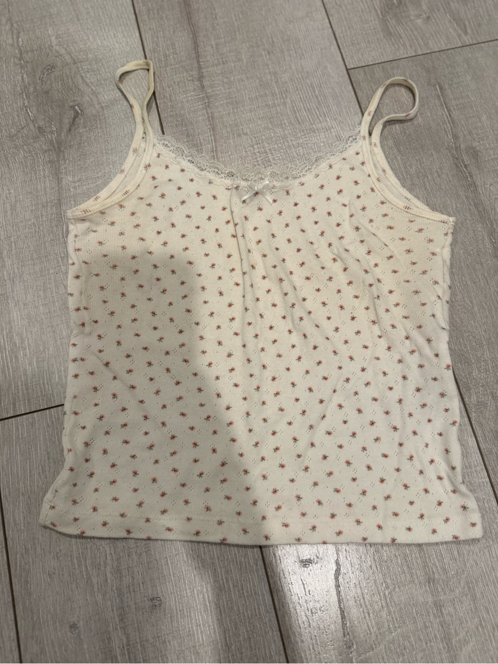John Galt Cream Floral Lace-Trim Cami Tank Top